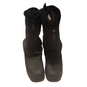 Boston Accent Faux Fur Lined Black Weatherproof Front Zip Boots Size 10M